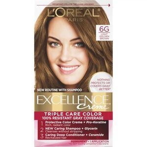 3 Pack L'Oreal Paris 6G Light Golden Brown Hair Color Excellence Creme Hair Dye